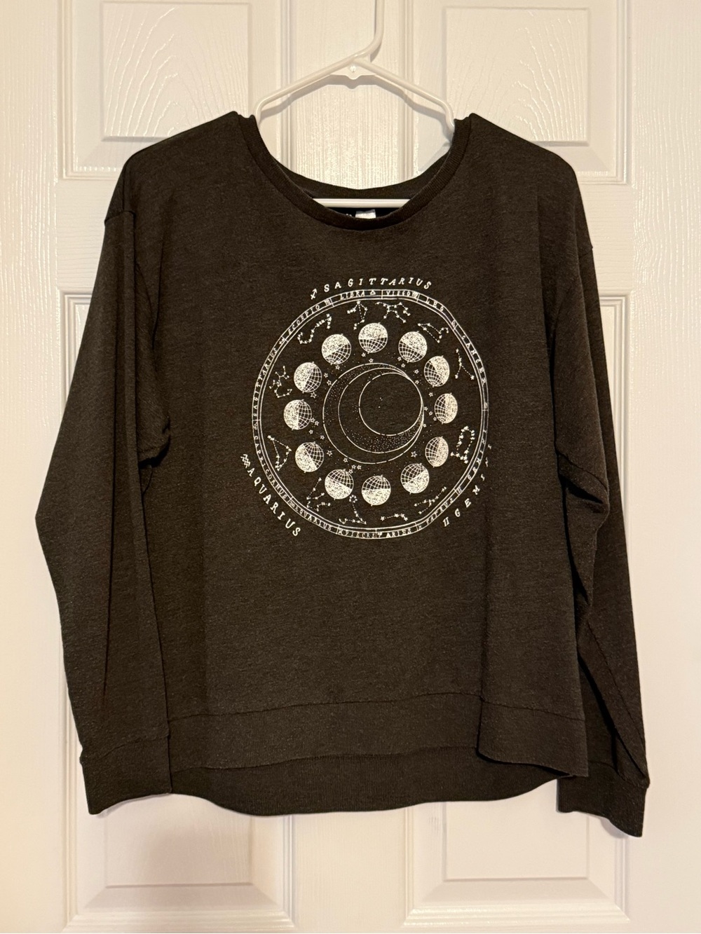 H&M Dark Gray Crewneck Sweatshirt with White Celestial Graphic